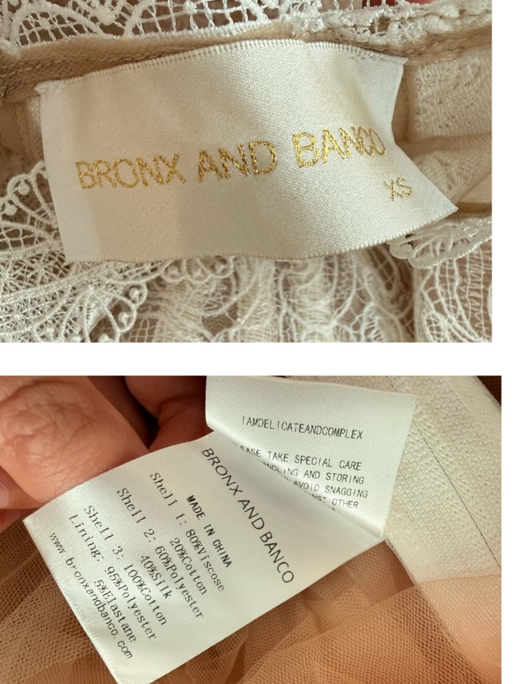 NWOT BRONX AND BANCO Daphne Ivory blush Long Sleeve Mini Dress - Picture 16 of 16